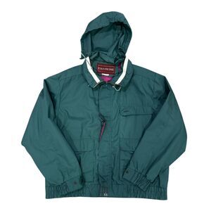 Vintage Evan-Picone Green Hooded Utility Jacket 90s Outdoor Style Gorpcore XL